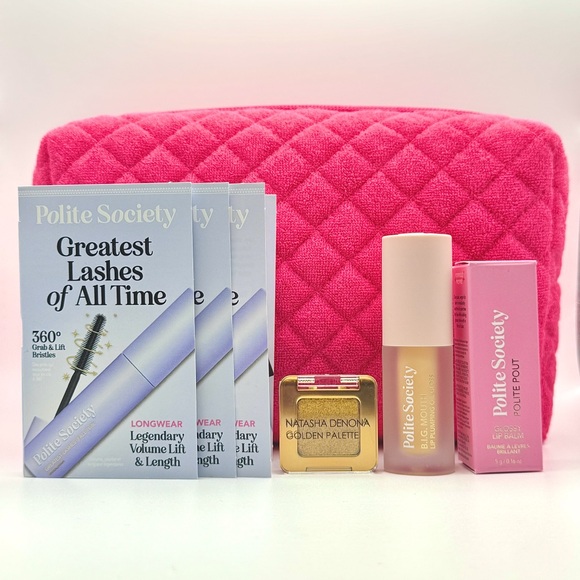 Polite Society Other - 6 pc Polite Society Makeup Set OG Clear Plumping Lip Oil Mascara Glossy Lip Balm